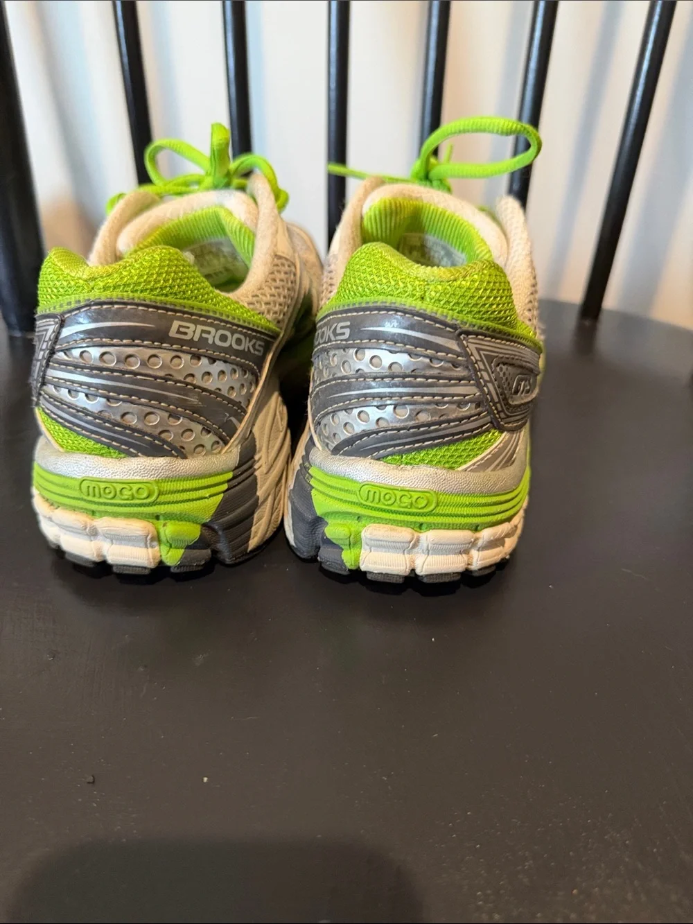 Brooks Women's GTS Adrenaline Neon Green, White, and Gray Running Sneakers - Picture 6 of 12